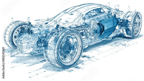 Automobile Technology Design Concept Vector Art & Illustration