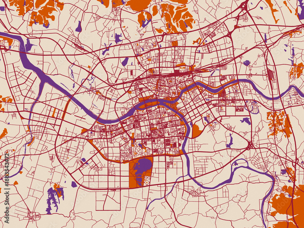 Naklejka premium City plan map of Jinhua, China