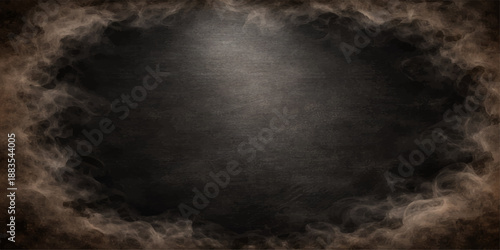 An abstract cloud of dark smoke and white mist swirls through the black night air with a subtle motion of steam and fog against a textured storm sky