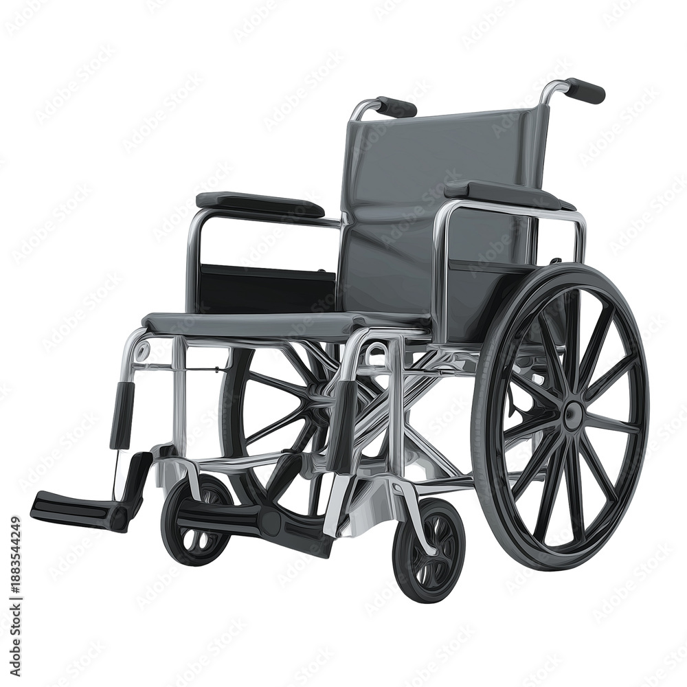 Fototapeta premium Gray Wheelchair Isolated mobility isolated on a transparent background