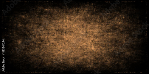 A vintage grunge film strip overlay lies across a dark aged paper texture with a rough black concrete wall pattern and a dirty antique stone surface backdrop