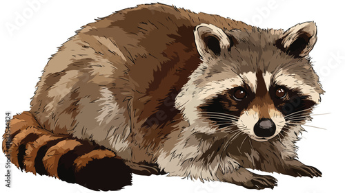 Adorable Cartoon Raccoon Vector Illustration with White Background