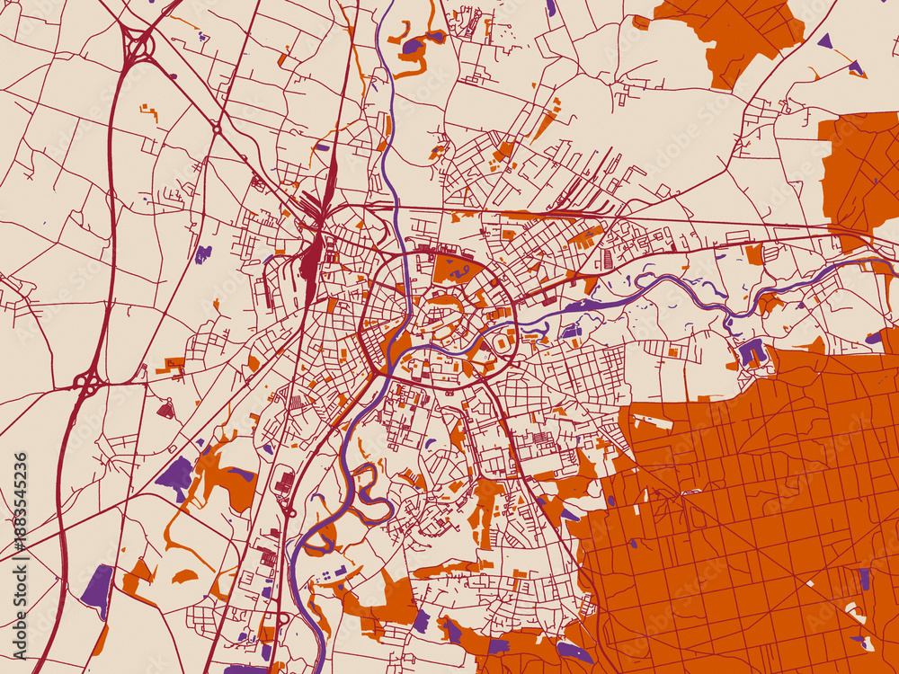 Fototapeta premium Cartographic street layout — Hradec Kralove, Czechia
