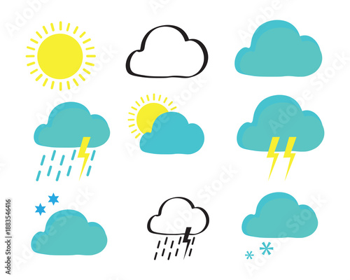 A collection of cartoon speech bubbles and emoticon icons