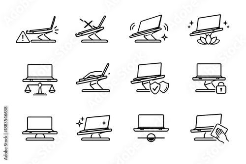 Warning icons vector balance mindful angle tilt calm laptop crossed icon cue