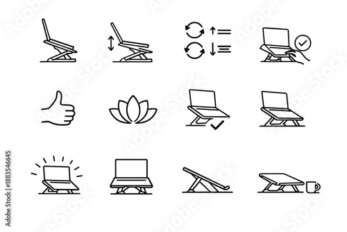 Screen calibration check icon laptop stand vector confirmation adjustment verification angle opening