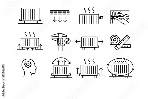 Icons vector efficient airflow cue precision support mindful heat radiator flow icon