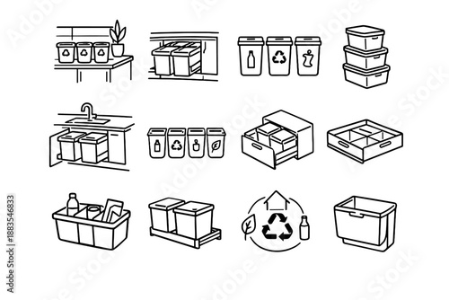 Icon vector logic icons efficiency mindful bins recycling compact corner bin cue