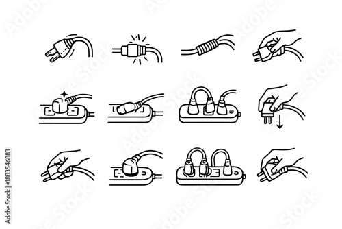 Connection strain cord minimalist icon extension placement calm handling bend stress awareness