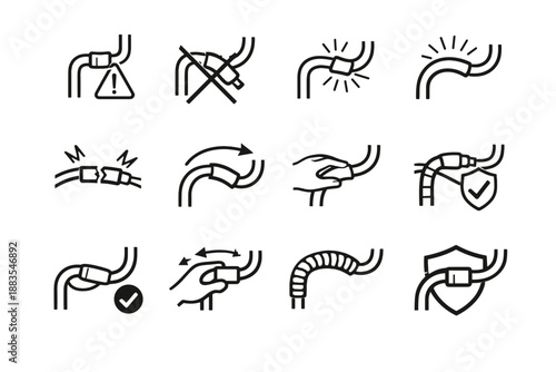 Mindful cord vector sharp logic correction icon stress extension risk wire