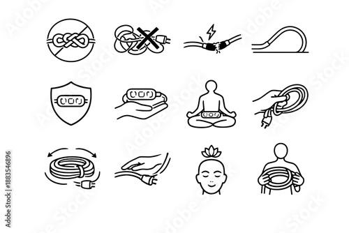 Risk internal tangled extension vector cue knotting safe cable icon cord