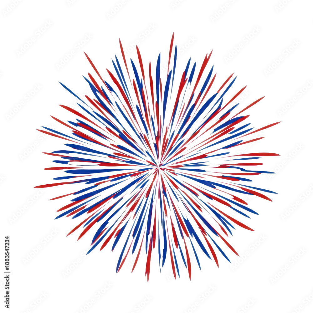 Obraz premium Red and blue feather like strokes radiating outward in a circular pattern isolated on a transparent background