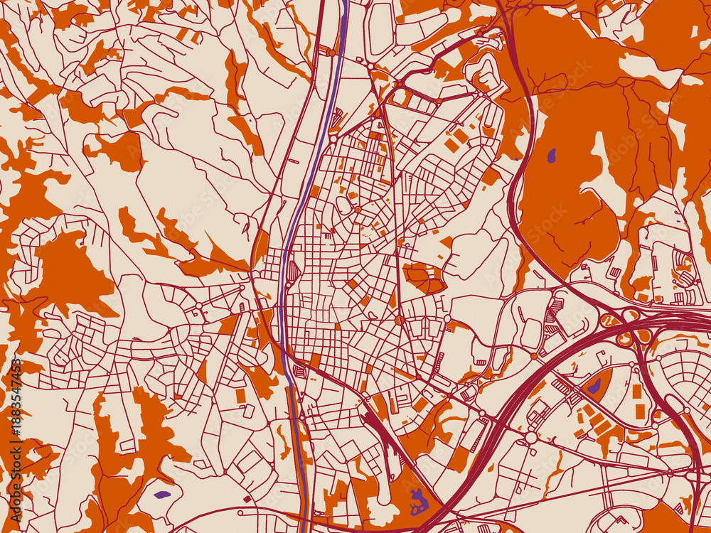 Naklejka premium Street network map — Rubi, Spain