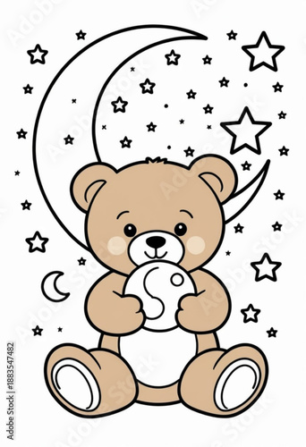 Teddy Bear with Moon and Stars