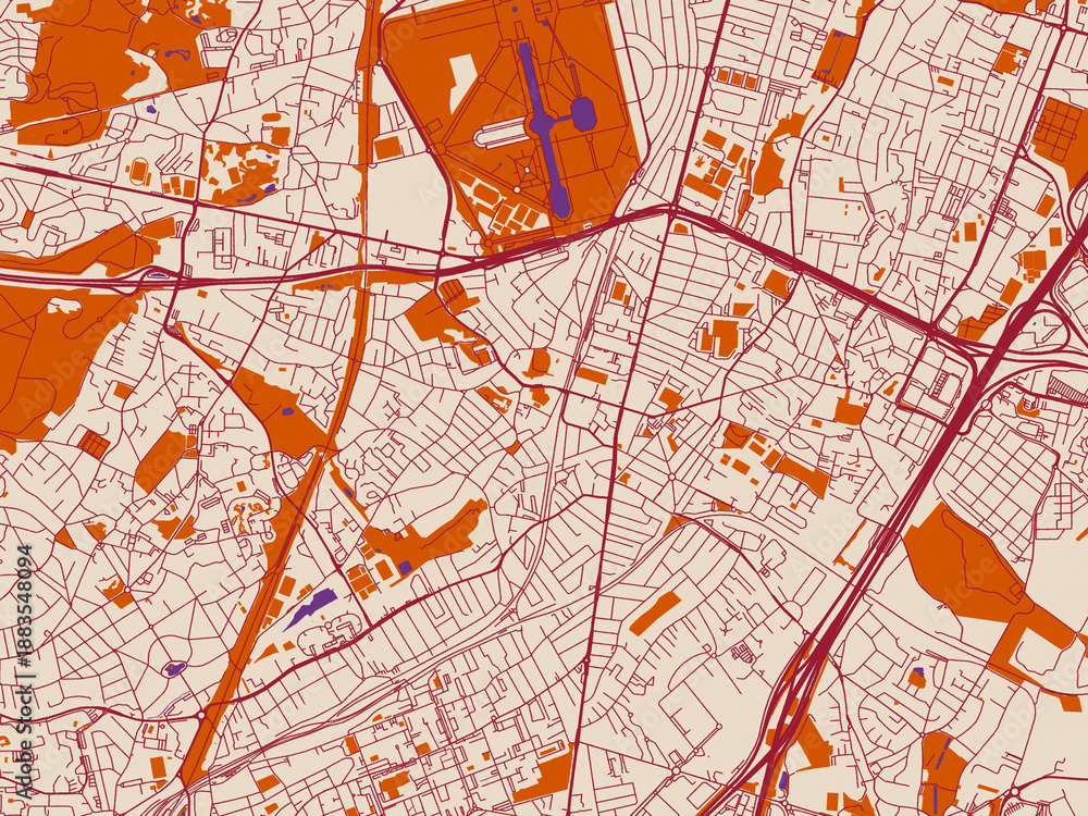 Fototapeta premium Urban grid map of Antony, France