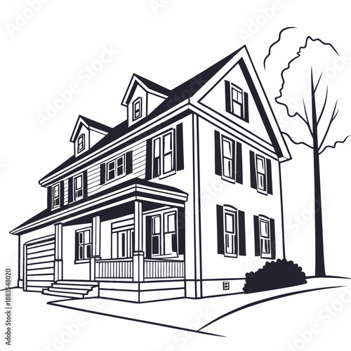 Classic two-story house with front porch