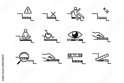 Calm icon awareness cue vector edge accessibility contrast risk crossed stair warning