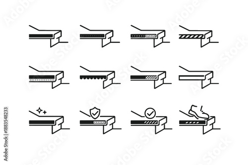 Icons stair secure strip step safety icon combined reliability edge texture vector