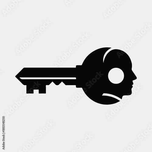 Human head keyhole silhouette represents innovation and intelligence solution concept vector illustration
