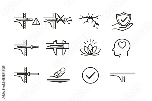 Cue shelf icon risk finish icons bracket calm damage prevention vector crossed