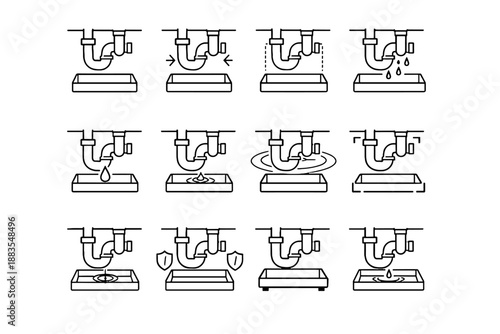 Icon mindful coverage under calm tray positioning capture sink leak silhouette centered