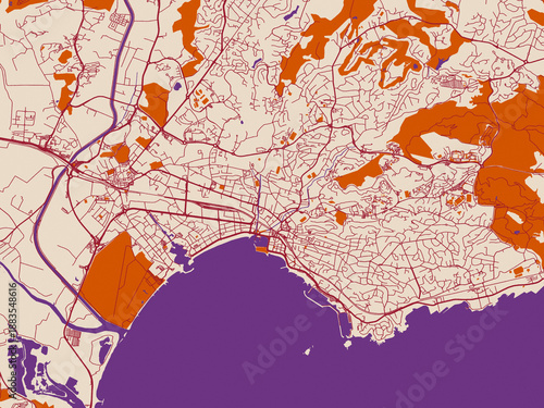 Street grid map of Frejus, France