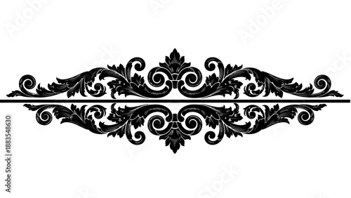 Baroque Corner Flourish Ornament - Vintage Decorative Element with Swirls