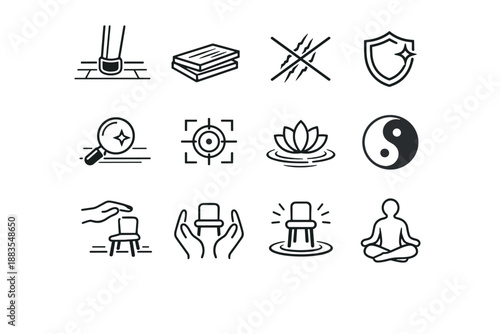 Floor protectors vector focus crossed icon minimalist surface use care cue mindful