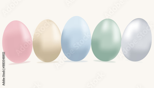 Happy Easter Realistic Colored Eggs Set Card Illustration