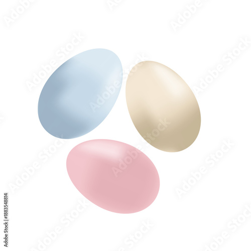 Happy Easter Realistic Colored Eggs Set Card Illustration