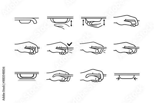 Sizing handle logic vector drawer finger precision clearance clean ergonomic icon cue