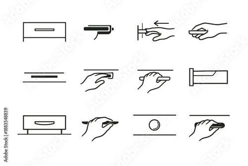 Drawer habits setup minimalist concept readiness vector clean icons hand icon gentle