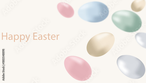 Happy Easter Realistic Colored Eggs Set Card Illustration