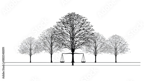 Elegant Lawyer Tree Line Art Vector Design for Legal Services Promotion
