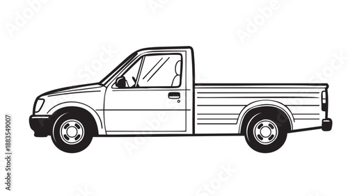 Side view illustration of a white pickup truck isolated on transparent background