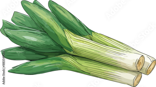 Colorful Leek Clipart Vector Icon Sticker Illustration for Designs