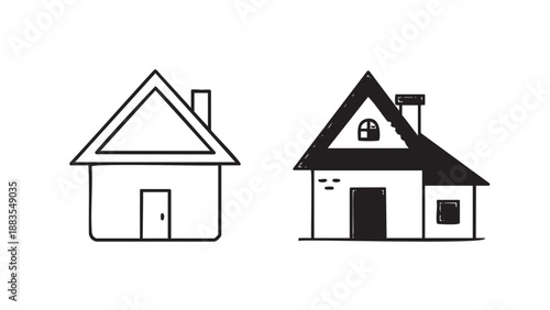 Simple house icons isolated on transparent background illustration