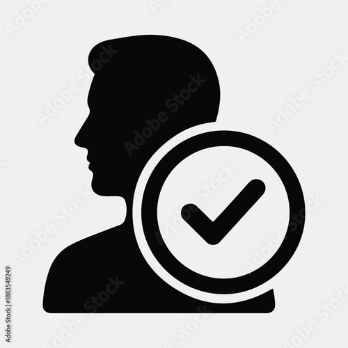 Profile verification checkmark confirmation success person silhouette vector illustration