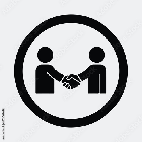 Two people shaking hands inside a circle vector illustration