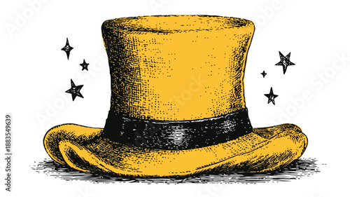 Magician Hat Design Concept Vector with Outline Isolated on White Background