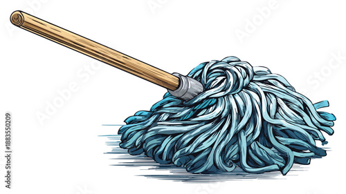 Professional Mop Clipart Vector with Outline for Illustrations