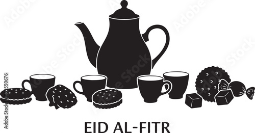 Celebrating eid al-fitr with a delightful spread of tea, traditional cookies, and assorted sweets