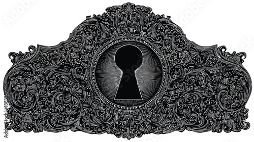 Elegant Ornate Keyhole with Filigree Silhouette for Creative Design Projects