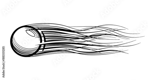 Black and white illustration of a jellyfish with flowing tentacles.