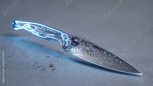 bladed knife strucyure background with stainless steel abstrat background with asbtract new art and black blade installed in it 
