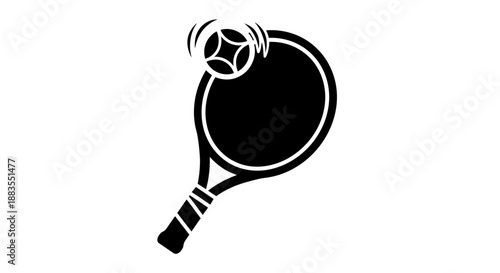 Tennis Racket Hitting a Tennis Ball.