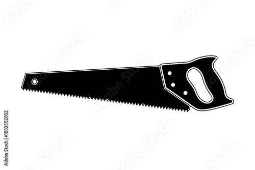 Black silhouette of a handsaw with handle
