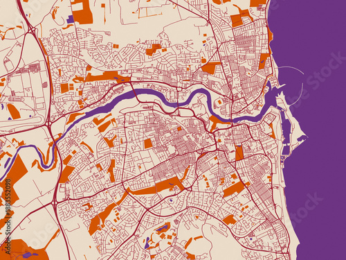 Graphic city map artwork of Sunderland, United Kingdom