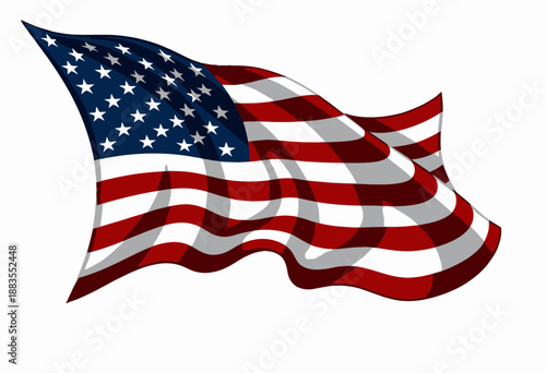 A Dynamic and Vibrant Representation of the American Flag With Stars and Stripes Waving Majestically in a Slight Breeze, Epitomizing National Pride and Unity