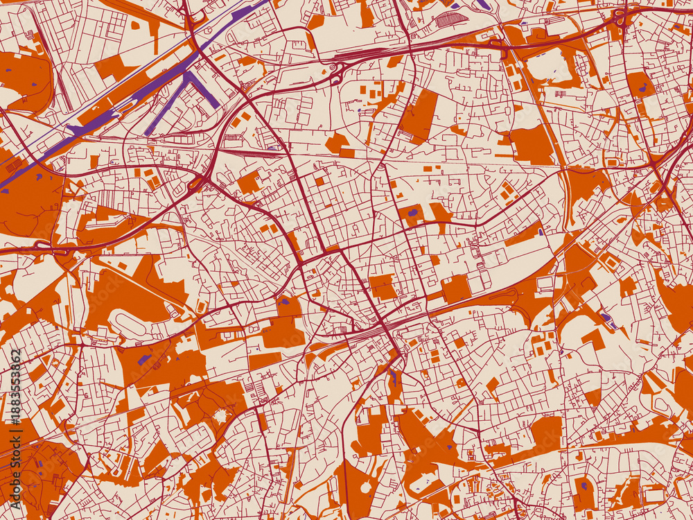 Obraz premium City street layout of Gelsenkirchen, Germany